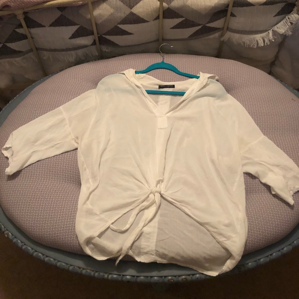 Brandy Melville white front tie blouse